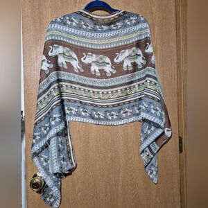 Elephant Print Lightweight Y2K Sheer Scarf 21"×60"